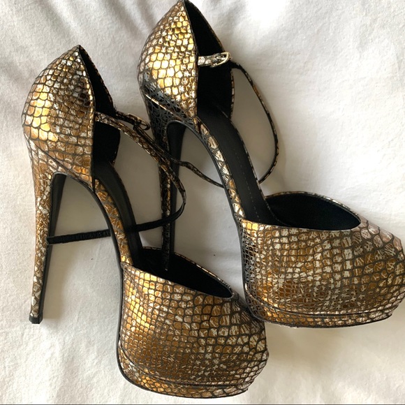 GIUSEPPE ZANNOTI Metallic Snakeskin Print Platform - Picture 5 of 6